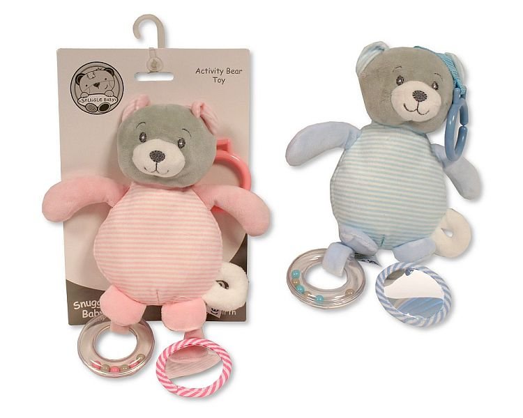 Baby Bear Activity Toy with Rattle Ring, Crinkle Paper and Mirror