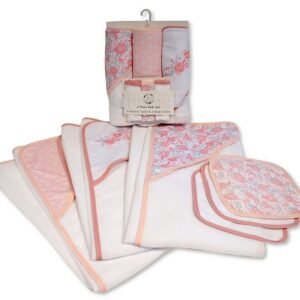 Baby Girls 6 pcs Hooded Towel and Wash Cloth Set