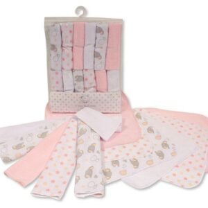 Baby 12 Pieces Wash Cloth Pack - Pink