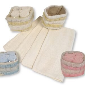 Baby 4 Pack Cotton Wash Cloths in Basket