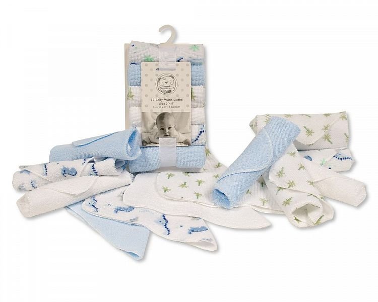Baby Boy Wash Cloths - 12 Pack