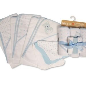 Baby Boys 6 pcs Hooded Towel and Wash Cloth Bath Set