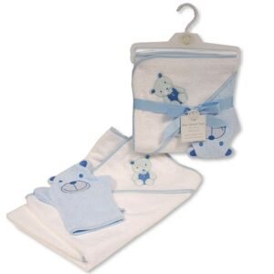 Baby Boys Hooded Towel and Wash Mitten Set