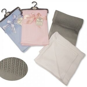 Baby Cellular Cotton Blanket with Plain Solid Panel