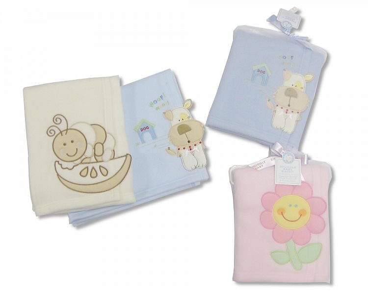 Baby Fleece Embroidered Blanket - 3d and Tuling Bag