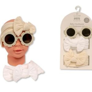 Baby Girls 2 Headbands and Sunglasses Set - Taupe