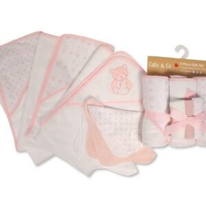 Baby Girls 6 pcs Hooded Towel and Wash Cloth Bath Set