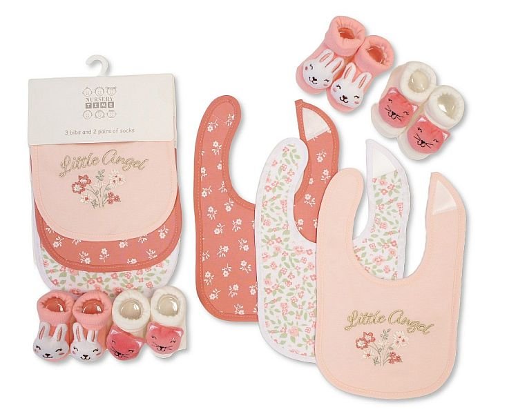 Baby Girls Bib and Socks Set - Little Angel