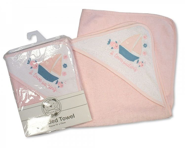 Baby Girls Hooded Towel - I Love Sailing