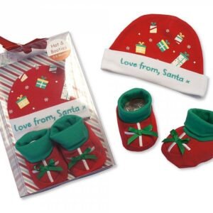 Baby Hat and Booties Cotton Gift Set - Love from Santa