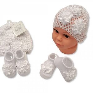 Baby Hat and Booties Set - White