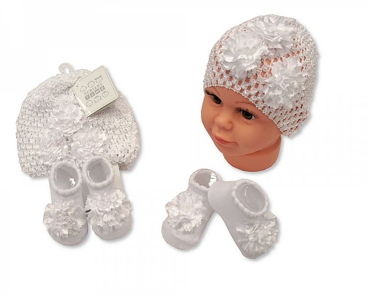 Baby Hat and Booties Set - White