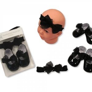 Baby Headband and Shoes Set - Black