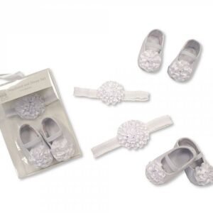 Baby Headband and Shoes Set - White