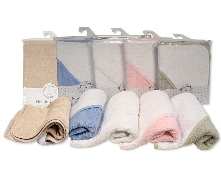 Baby Hooded Towel - Plain Colour/White