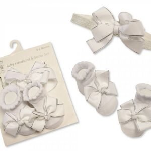 Baby Socks and Headband Set - White/Silver