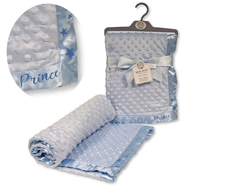 Baby Velour Bubble Wrap with Satin Trim - Prince