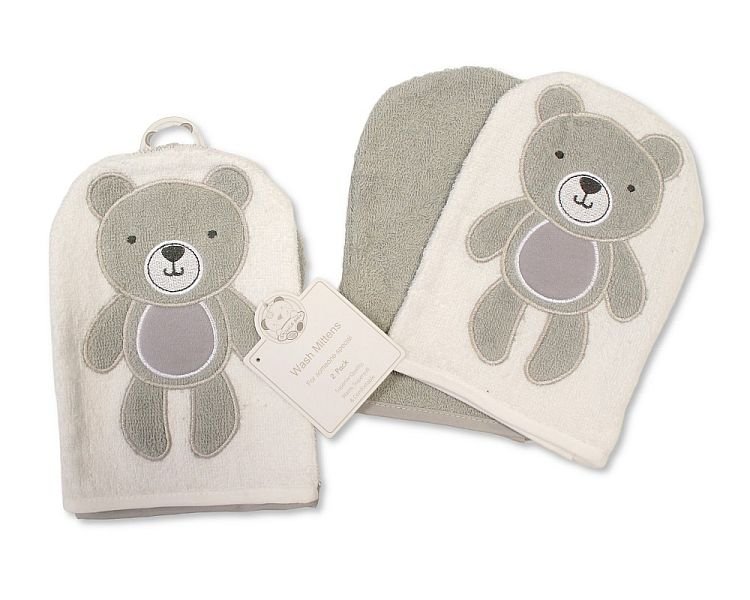Baby Wash Mitts - Pack of 2 - Teddy
