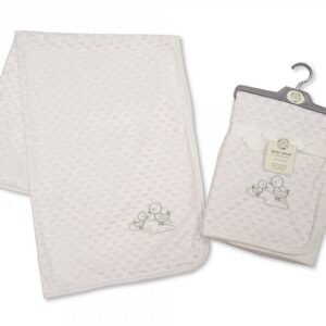 Baby Wrap White with Hearts Pattern and Embroidery