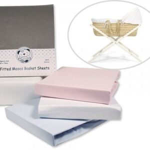Moses Basket Cotton Sheets - Fitted - 2 Pack