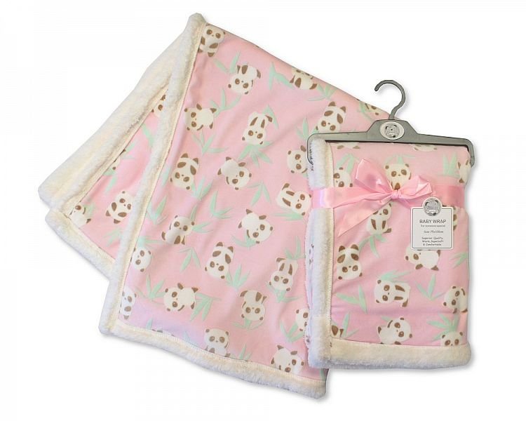 Printed Baby Wrap - Panda - Pink