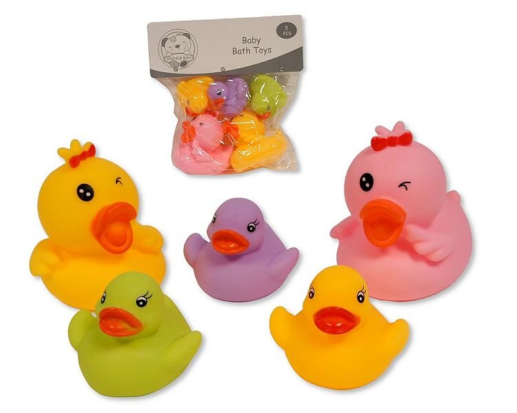 Squeaky Baby Bath Toys - 5 Ducks