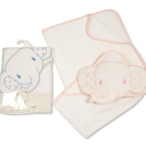 Baby 3d Hooded Towel - Elephant - White/Colour