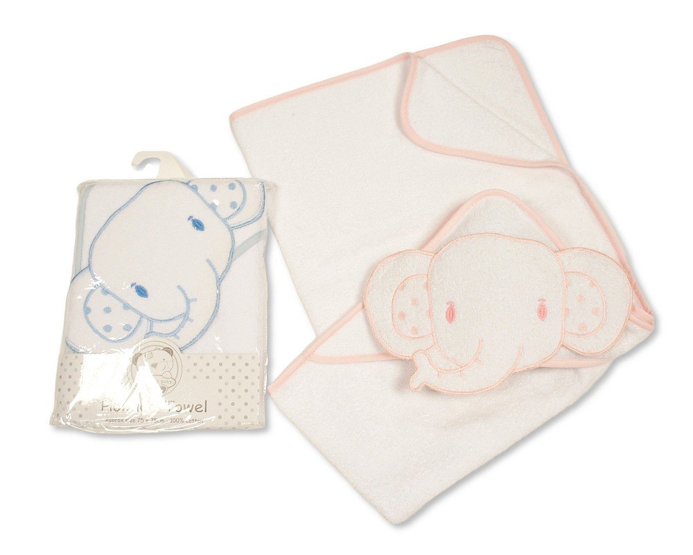 Baby 3d Hooded Towel - Elephant - White/Colour