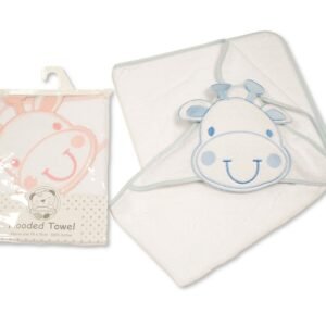 Baby 3d Hooded Towel - Giraffe - White/Taupe