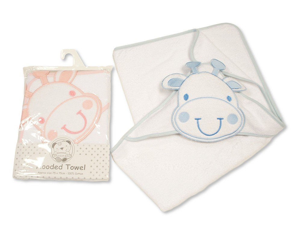 Baby 3d Hooded Towel - Giraffe - White/Taupe